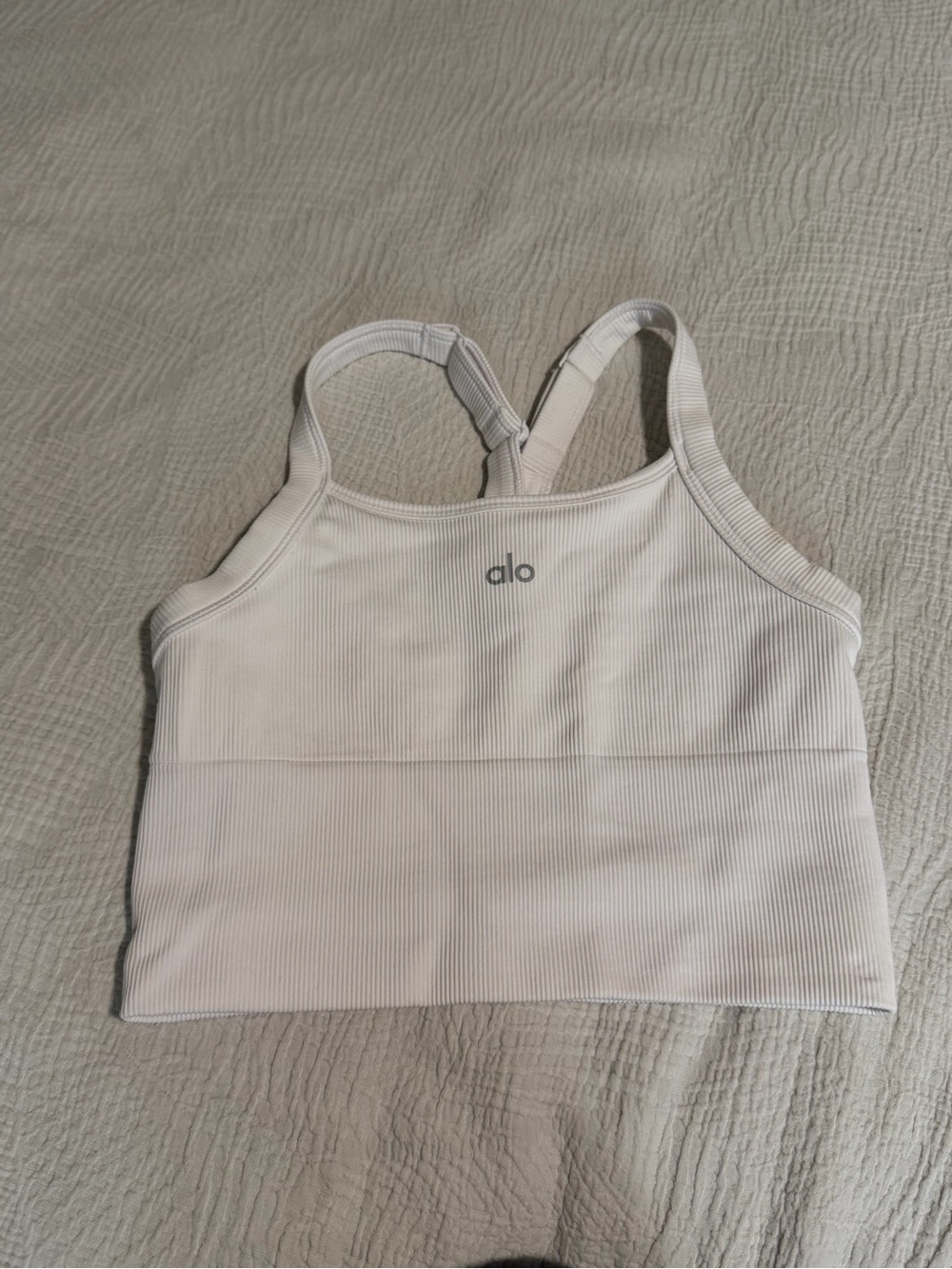 ALO Yoga Ribbed Cream Sports Crop Top